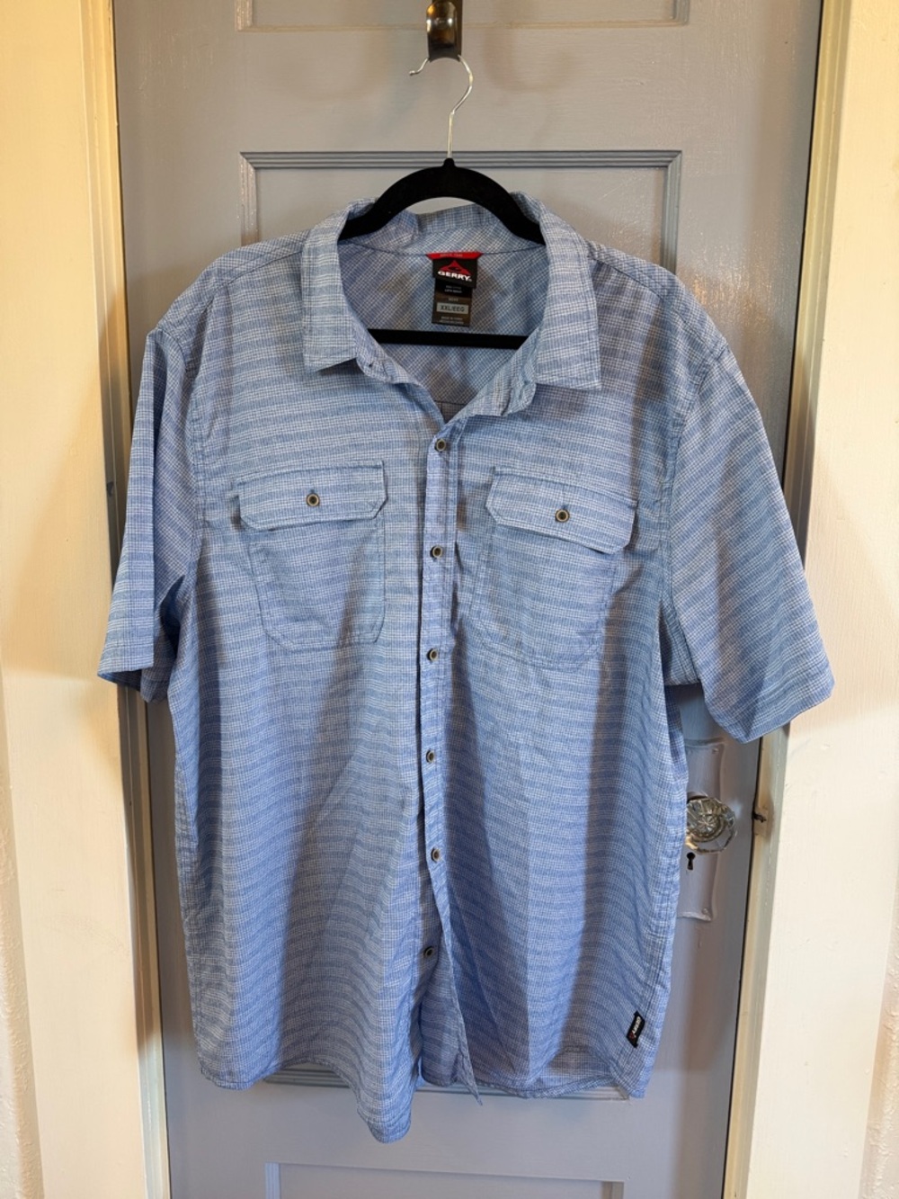 Gerry Light Blue Striped Short-Sleeve Button-Down Shirt
